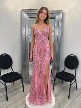 Primavera Couture Candy Pink Beaded Gown – Size 4 – New Store Stock
